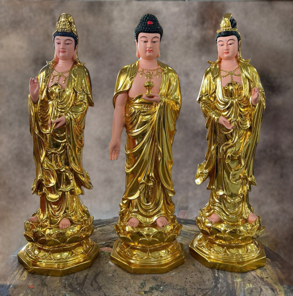 Tôn tượng Tam Thánh 45cm  dát vàng